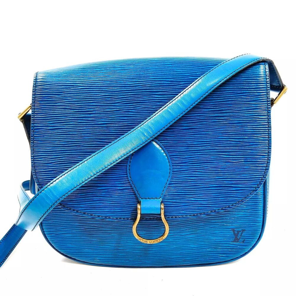 Louis Vuitton St Cloud Shoulder Crossbody Blue Leather 8905VI